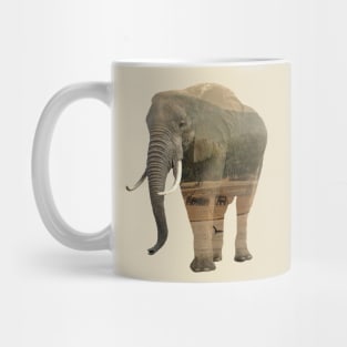 Elephant - double exposure - Africa Mug